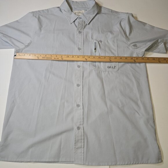 Gillz Shirt Mens LG Gray Performance Fishing Vented Stretch Outdoor Button Up - Picture 2 of 8